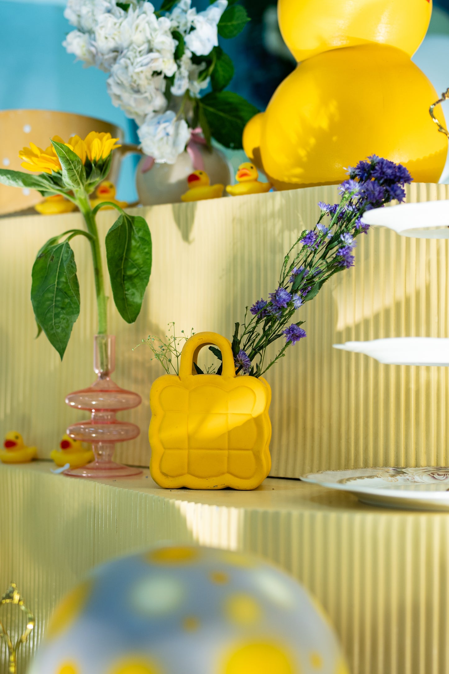 Mini Bag Flower Vase - Yellow