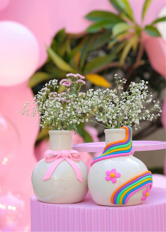 Decorative Bow Vase - Pink