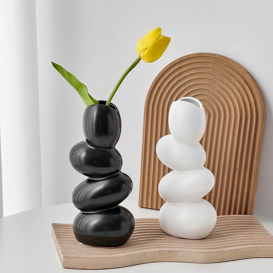 Aura Pebble Vase - White