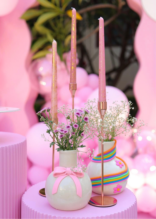 Decorative Bow Vase - Pink