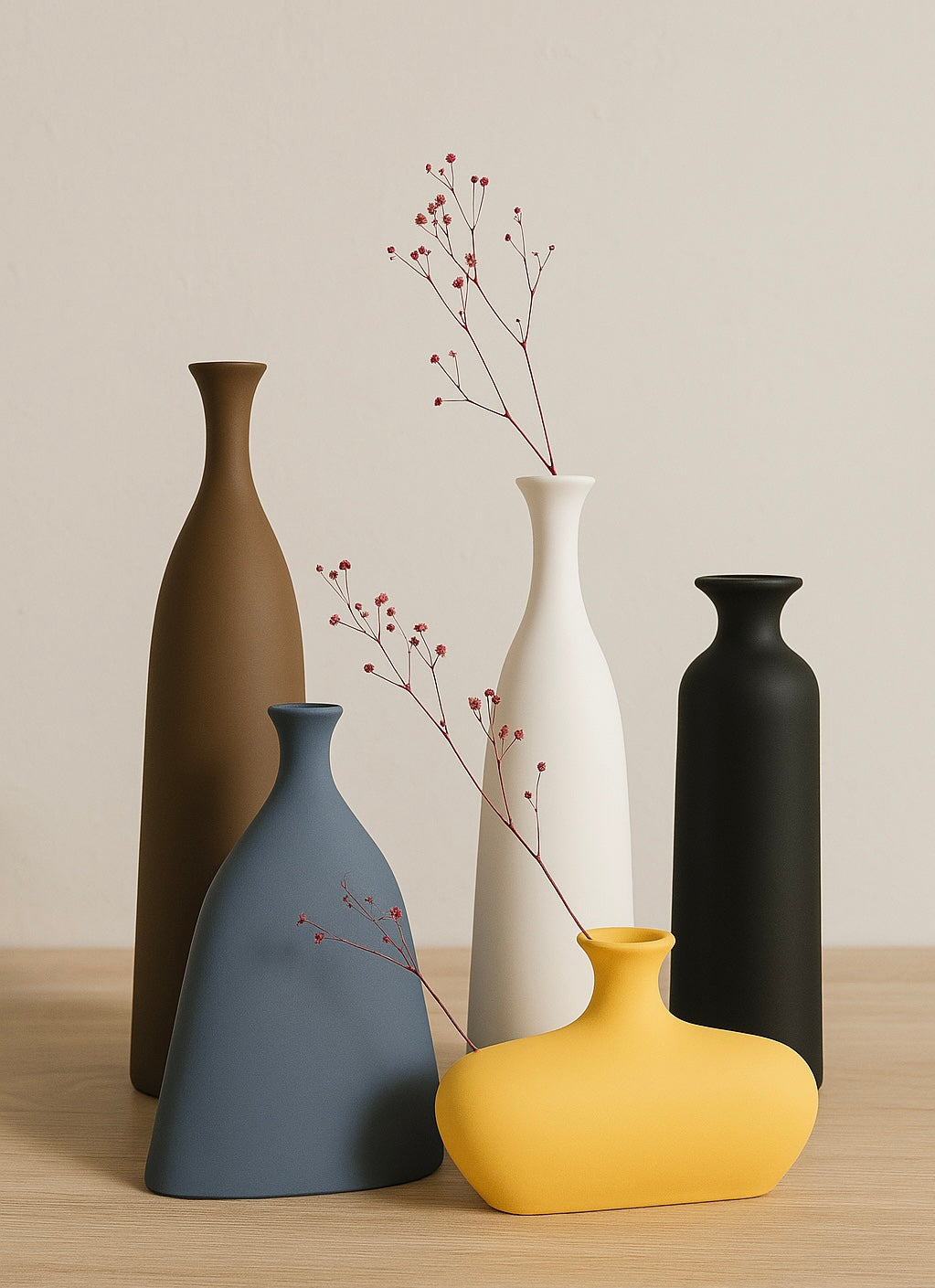Premium Ristic Matte Finish Vases ( Set of 5)