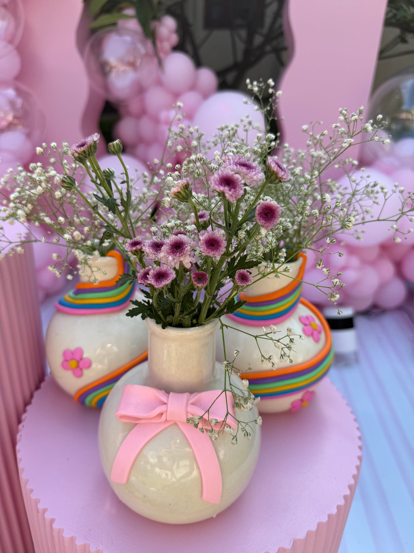Decorative Bow Vase - Pink