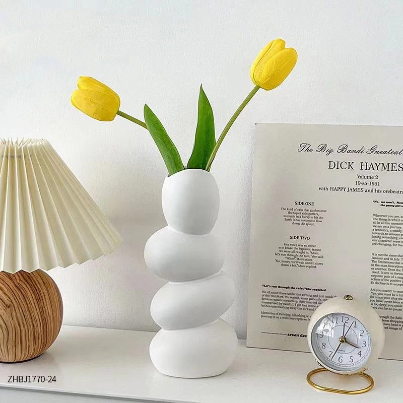 Aura Pebble Vase - White