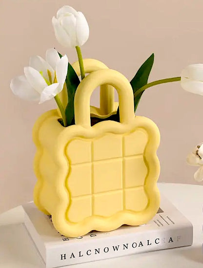 Mini Bag Flower Vase - Yellow